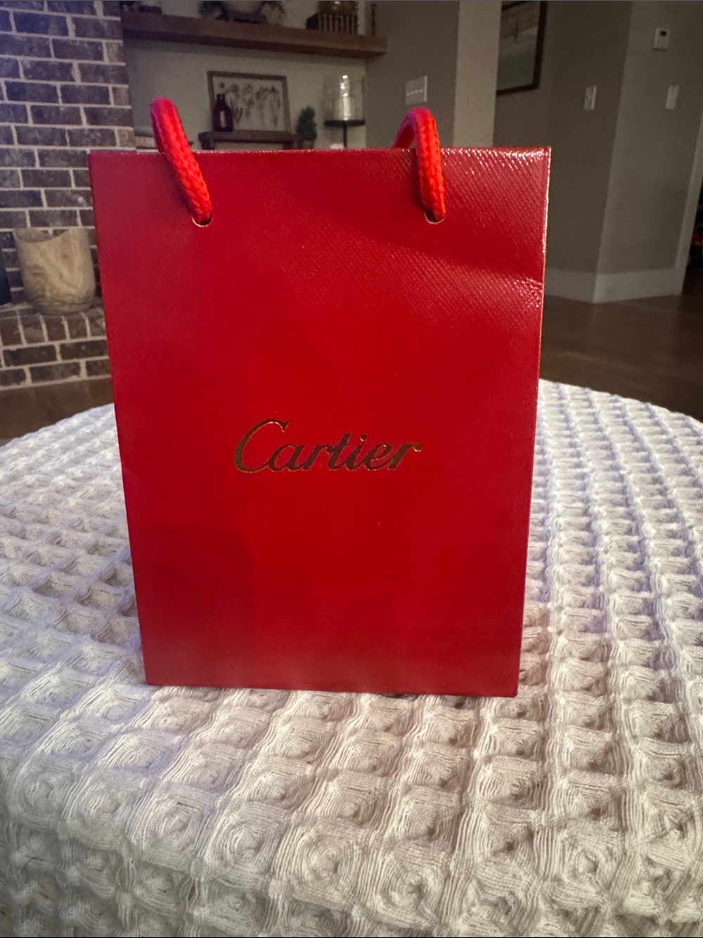 Red Paper Gift Bag with Gold Logo